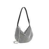 Sac à main en strass pour femme, sac à bandoulière en demi-cercle, chaîne, lune, petit sac
